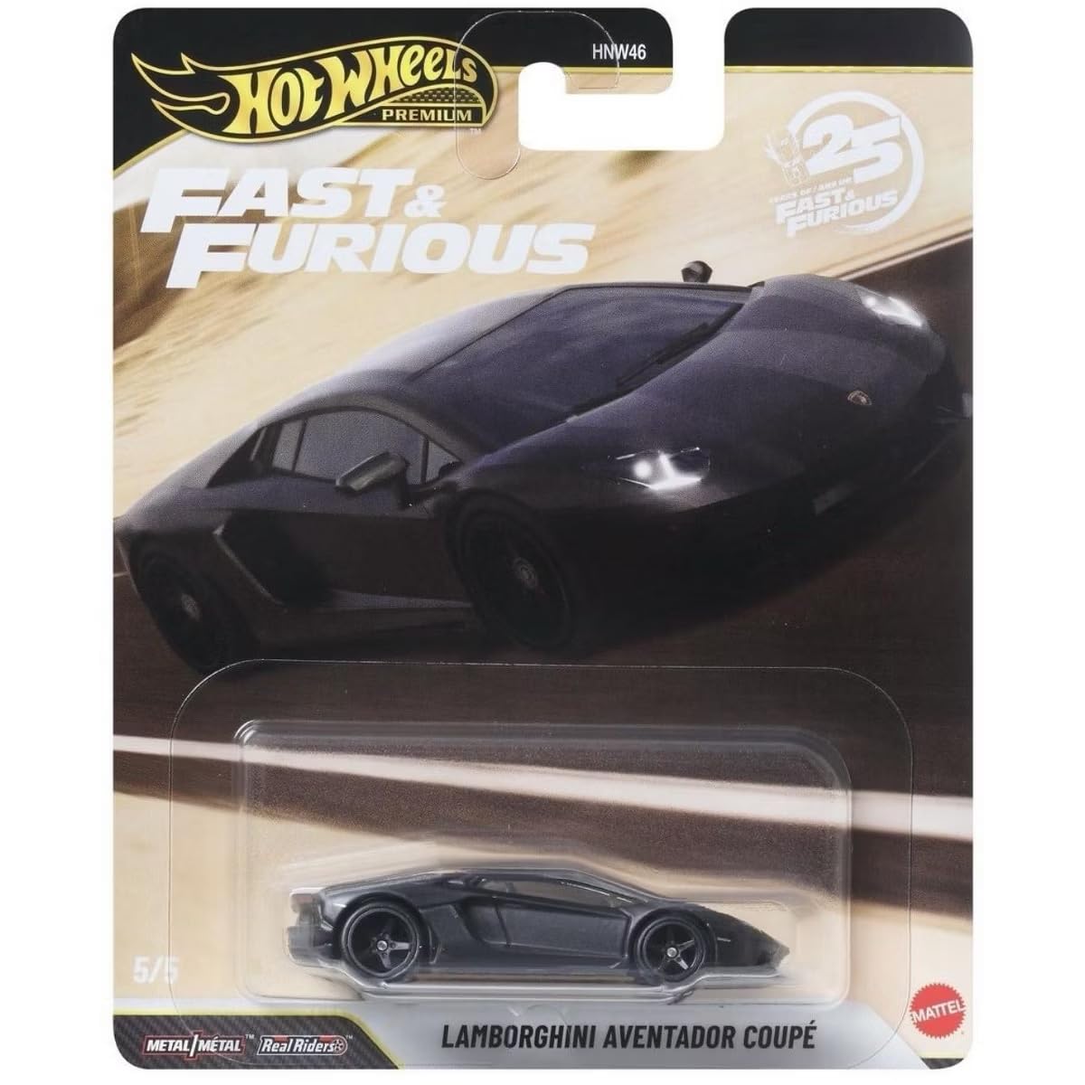 Hot Wheels Premium, Inspired by Fast & Furious Franchise, Lamborghini Aventador Coupé, 1:64 Scale Car Made in Diecast Metal for Collectors, JHW77