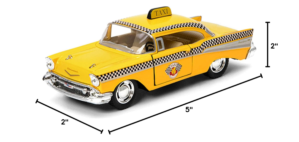 KiNSMART 1957 Chevy Bel Air Coupe Classic Taxi Cab 5" 1:40 Scale Die Cast Metal Model Toy Car
