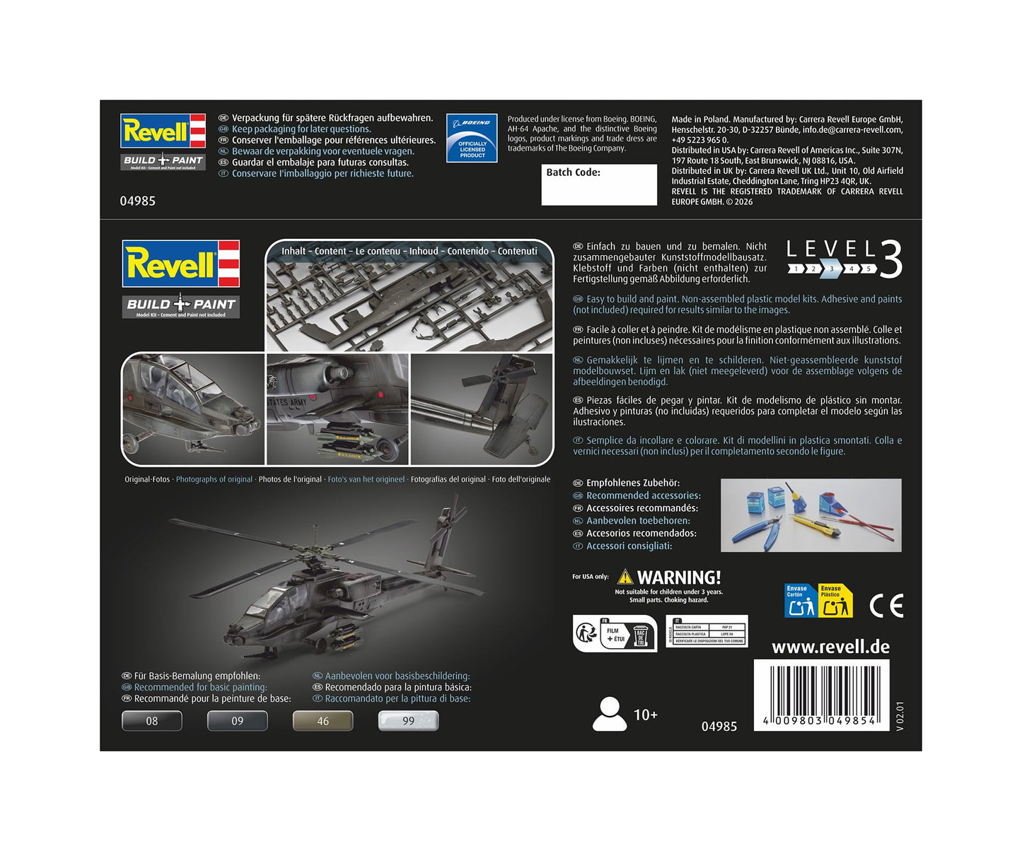 Revell Germany 04985 Apache 100 Helicopter Model Kit Model Kit