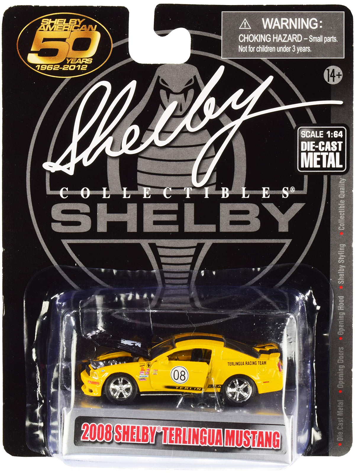 Shelby Collect 2008 Ford Shelby Mustang 08 inchTerlingua Orange and Black Shelby American 50 Years 1962 2012 164 Diecast Model Car by Shelby Collectibles SC753 or