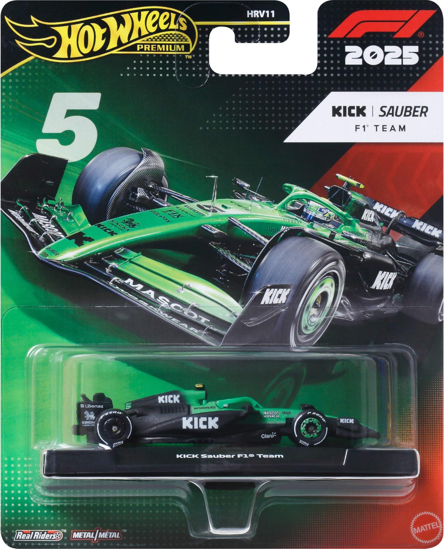 Hot Wheels 1:64 Scale Premium Die-Cast Formula 1 Collectible Toy Race Car with Real Riders Tires & Metal/Metal Body & Chassis
