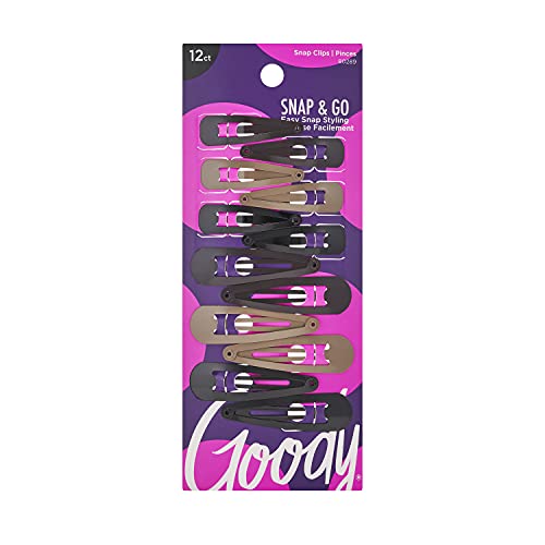 Goody Epoxy Contour Hair Snap Clips - 12 Count, Assorted Colors - Just Snap Into Place - Suitable for All Hair Types - Pain-Free Hair Accessories for Women and Girls - All Day Comfort – Beauty