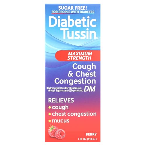 Diabetic Tussin Cough Suppressant Liquid Maximum Strength, 4 Fl Oz (Pack of 1)