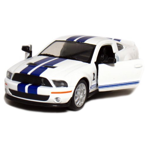 KiNSMART 2007 Ford Shelby GT500 with Racing Stripes 1:38 Scale 5 Inch Die Cast Metal Model Toy Muscle Car