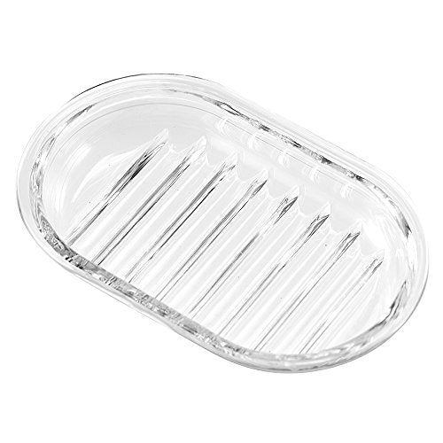 InterDesign Plastic Bar Soap Holder for Bathroom, Shower - Round, Clear – Home