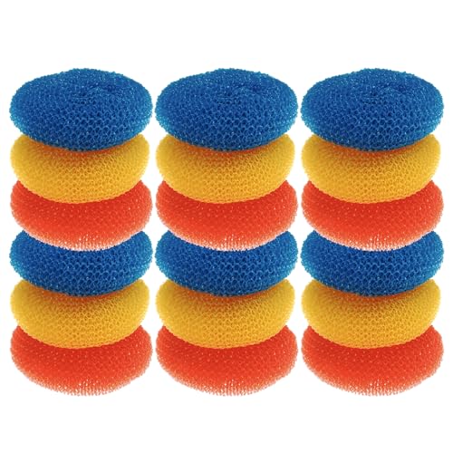 Lola Products Plastic Mesh Non-Scratch Scouring Pad, Hand Saving Comfort Knob, Knitted Mesh, Won't Scratch, Clean Pots, Pans, Sink, & Tubs – Home