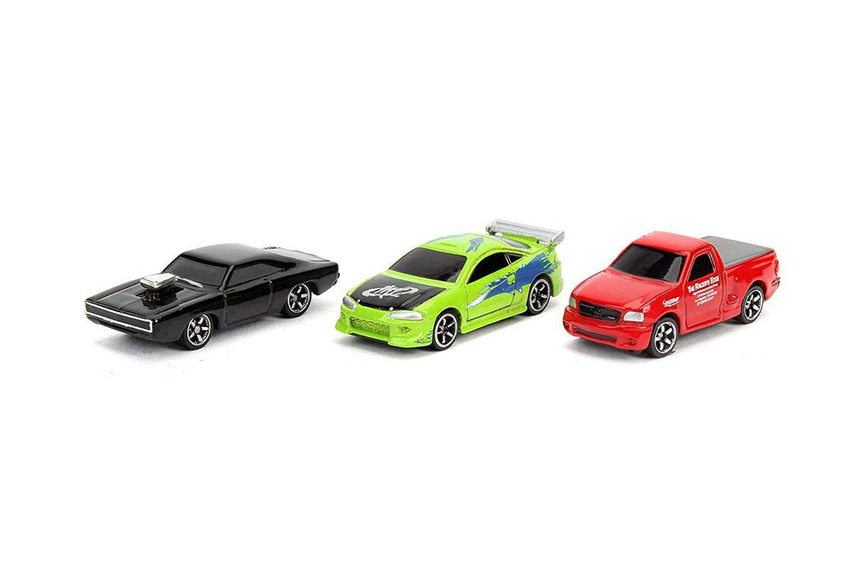 Jada Fast & Furious 1.65" Nano 3-Pack Die-cast Cars, Toys for Kids and Adults