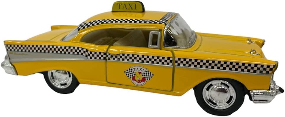 KiNSMART 1957 Chevy Bel Air Coupe Classic Taxi Cab 5" 1:40 Scale Die Cast Metal Model Toy Car