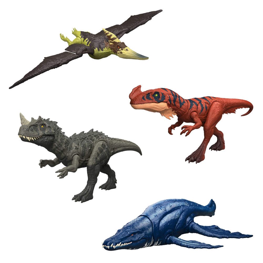Mattel Jurassic World Rebirth Wild Roar Toy with Tail-Controlled Chomp Multi-Direction Attack & Sound, Posable & Digital Play