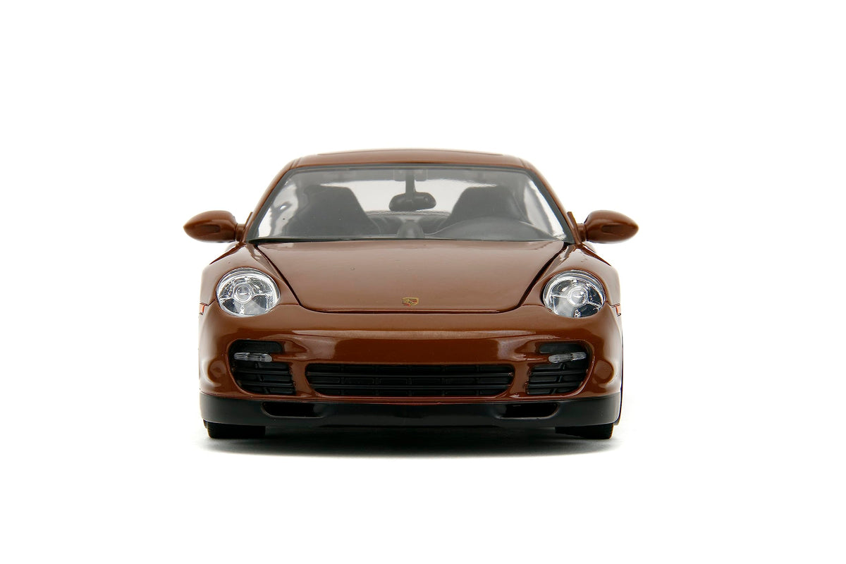 Jada M&M's 1:24 Porsche 911 Turbo Die-Cast Car & 2.75" Brown Figure, Toys for Kids and Adults