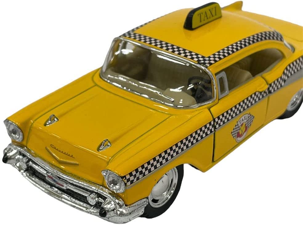 KiNSMART 1957 Chevy Bel Air Coupe Classic Taxi Cab 5" 1:40 Scale Die Cast Metal Model Toy Car