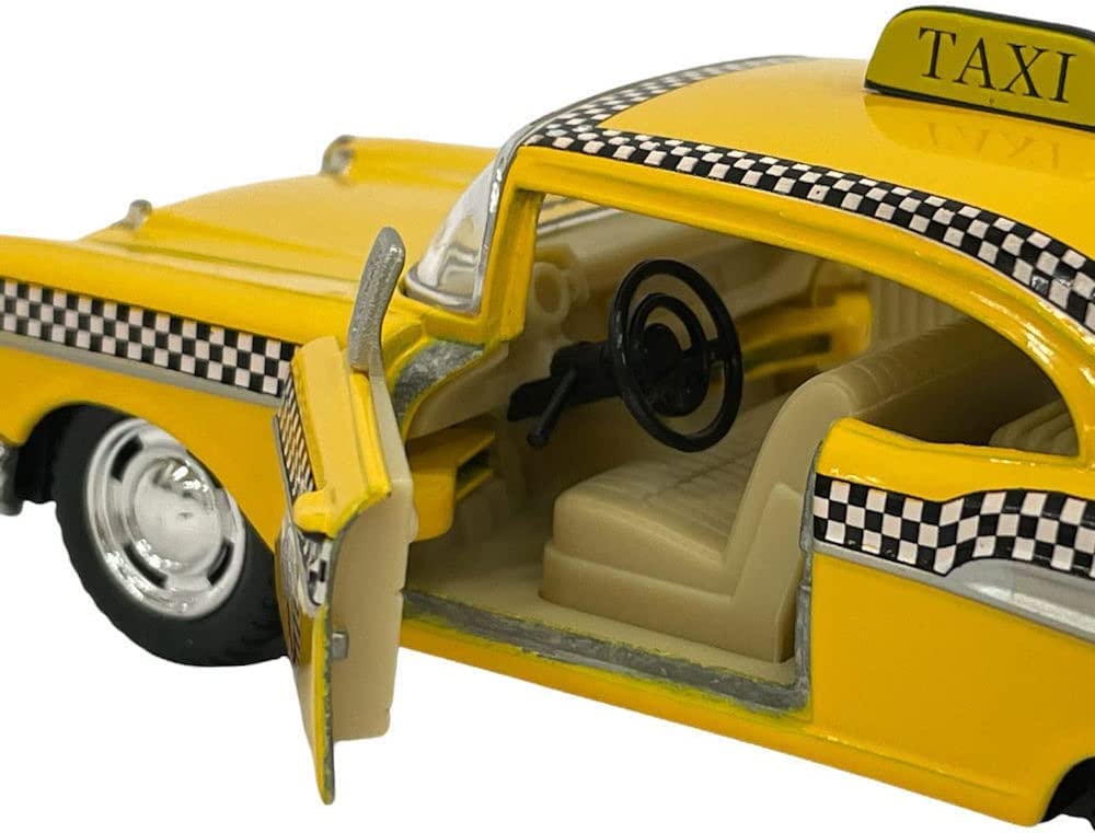 KiNSMART 1957 Chevy Bel Air Coupe Classic Taxi Cab 5" 1:40 Scale Die Cast Metal Model Toy Car