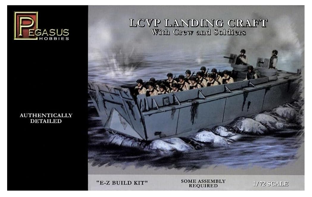 LCVP Landing Craft w/Pre-Painted Water Base, 15-Soldiers & 3-Crew (Snap Kit) 1-72 Pegasus – Toy