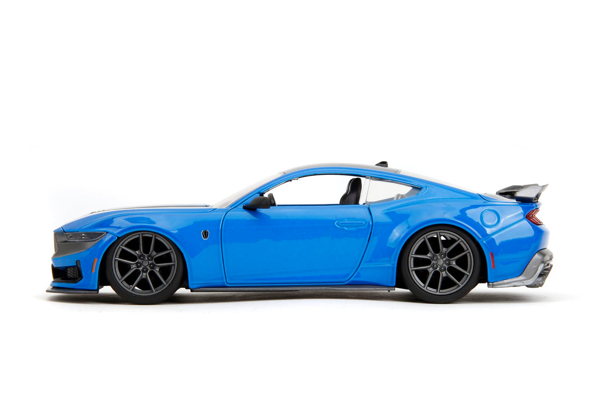 Jada Toys Bigtime Muscle 1:24 2024 Ford Mustang Dark Horse Die-cast Car - Opening Doors, Hood, Trunk, Rubber Tires(Blue)