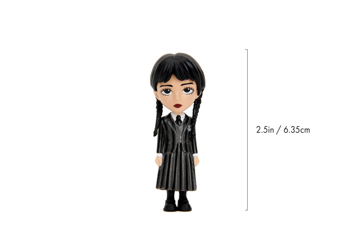 Jada Wednesday 2.5" Metalfigs 4-Pack – Durable Die-Cast Collectible Figurines – Includes Wednesday, Enid, Thing, Morticia – Ages 8+ – Vibrant Color Details, for Collectors & Fans