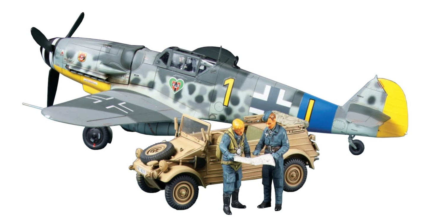 Tamiya 25204 1:48 German BF109 G-6 & Bucket Trolley 82-Model, Plastic Kit for Assembly, Detailed Replica – Toy
