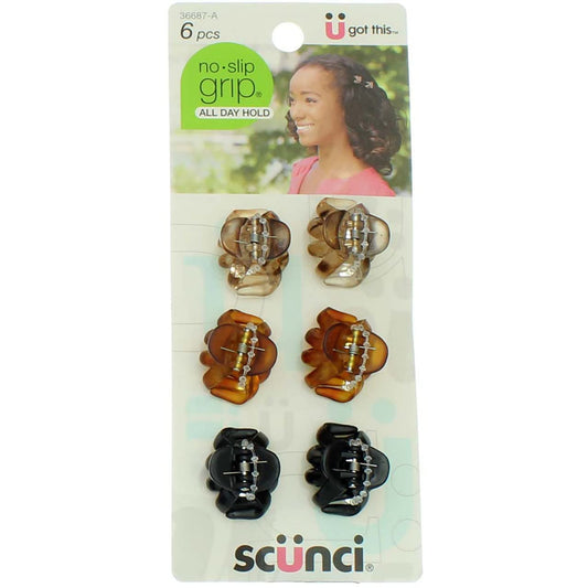 Scunci No-Slip Grip Mini Octopus Jaw Clips 6 ea (Pack of 3) – Beauty