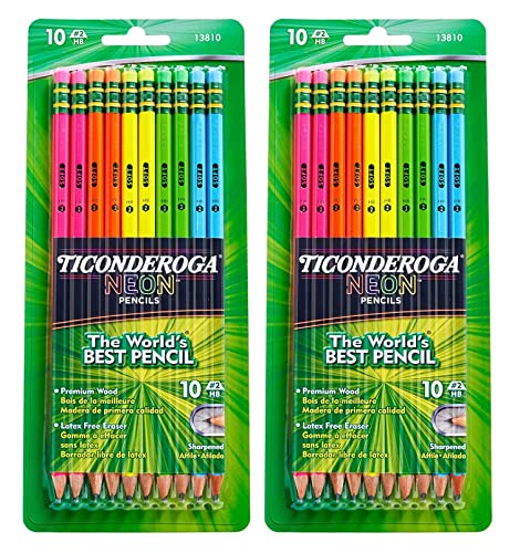 Dixon Ticonderoga No.2 Pencils, Assorted Neon, 10-Pack – Office Product