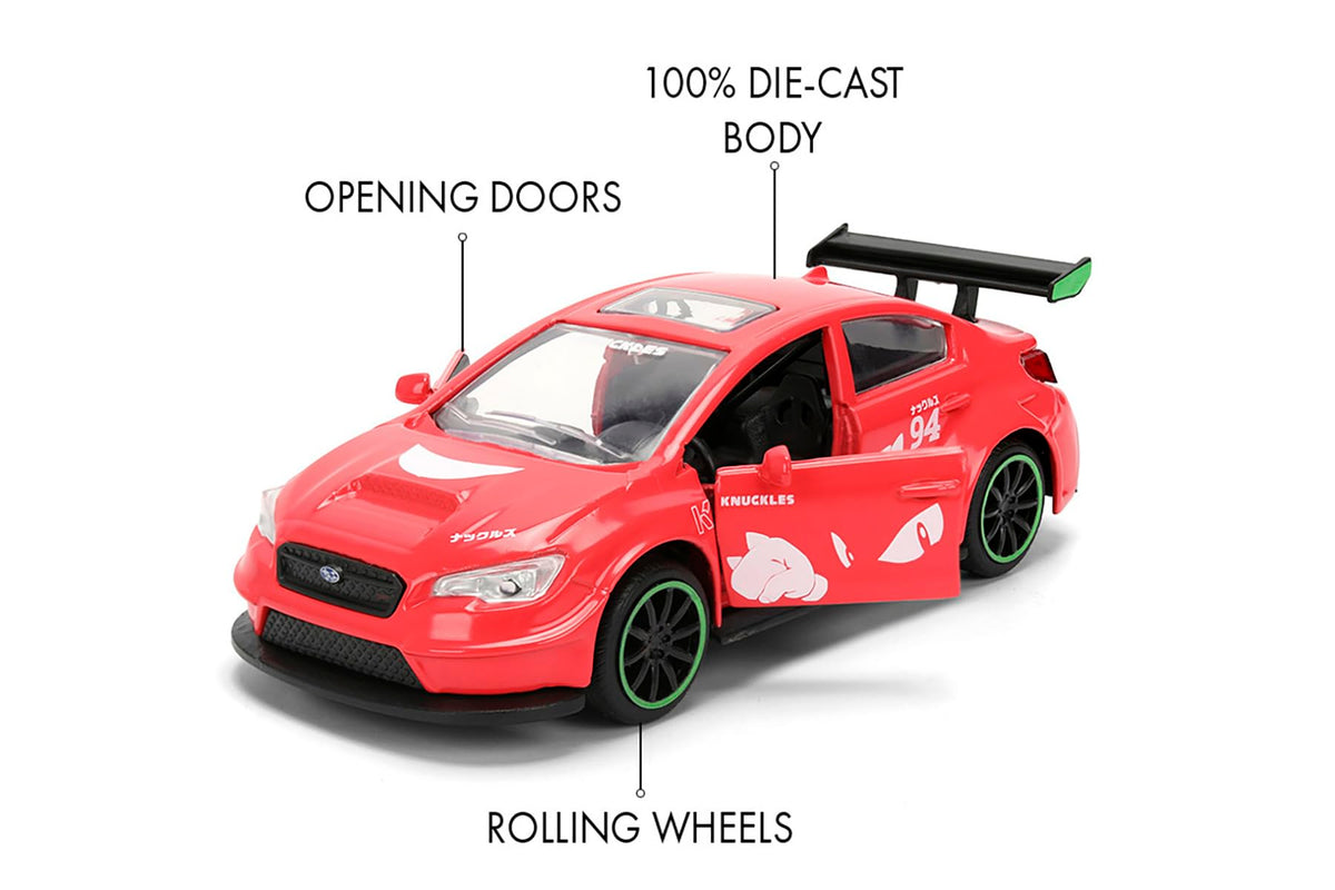 Jada 2016 Subaru WRX STI w/Knuckles Theme, Sonic The Hedgehog Toys 37024-1/32 Scale Diecast Model Car