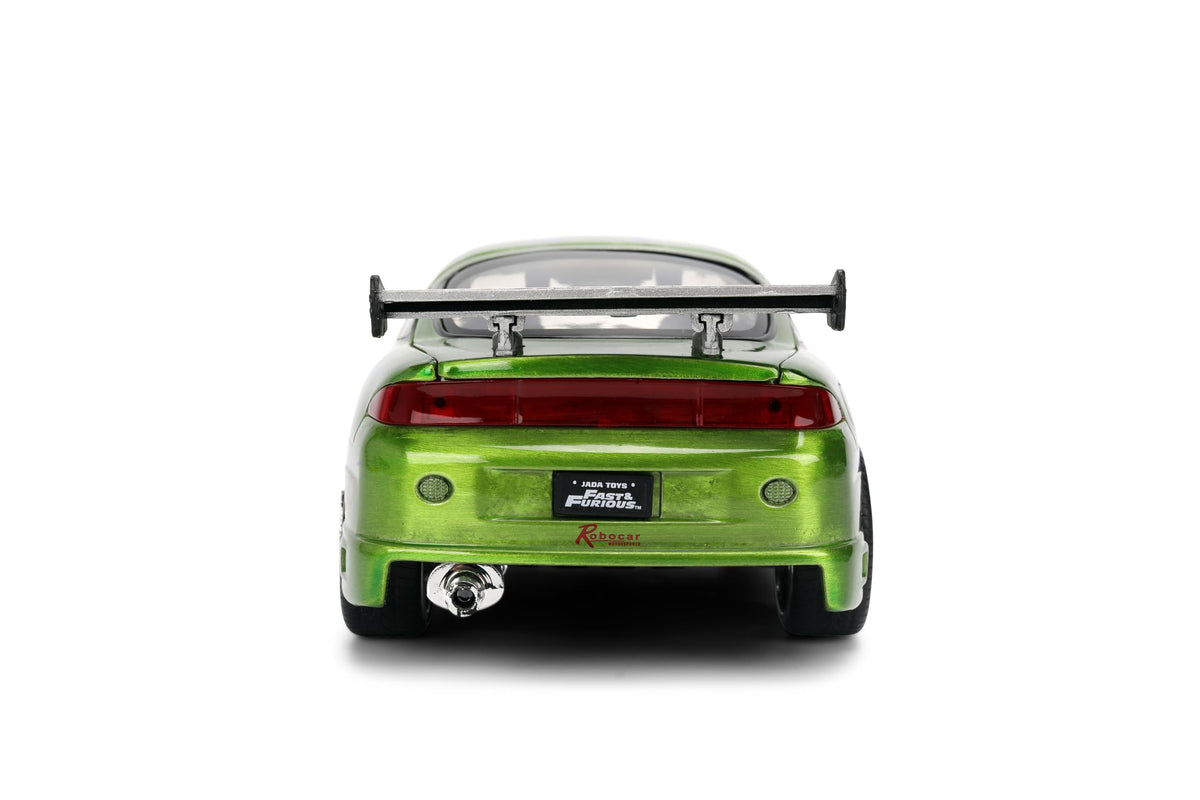 Jada Toys Fast & Furious 1:24 Scale Anniversary Edition 1995 Mitsubishi Eclipse Die-Cast Car with Brush Metal Finish – Collector Display Model