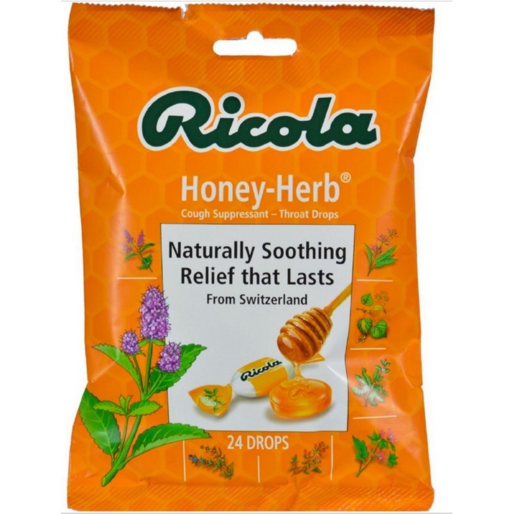 Ricola Honey Herb Herbal Cough Suppressant Throat Drops, 24ct Bag (Pack of 5) – Drugstore