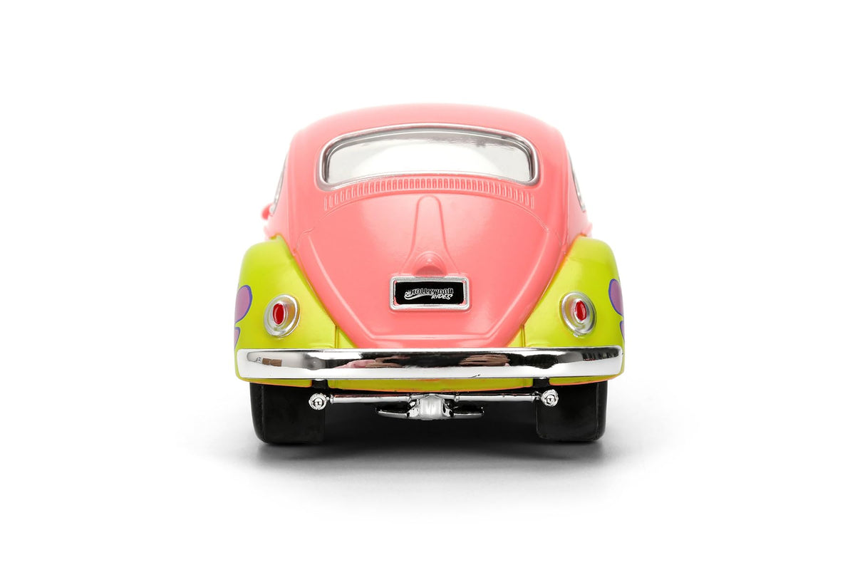 Jada Spongebob Squarepants Patrick Star 1959 VW Beetle - Die-Cast Vehicle Toys - 1:32 Scale, Detailed Exterior, Chrome Accents - Hollywood Rides Series - Ages 8+ - Pink/Green