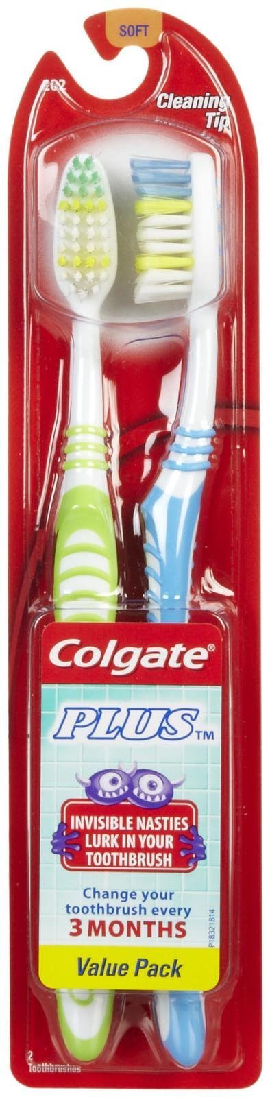 Colgate Plus Toothbrush, Full Head, Soft - 2 ct - 2 pk – Beauty