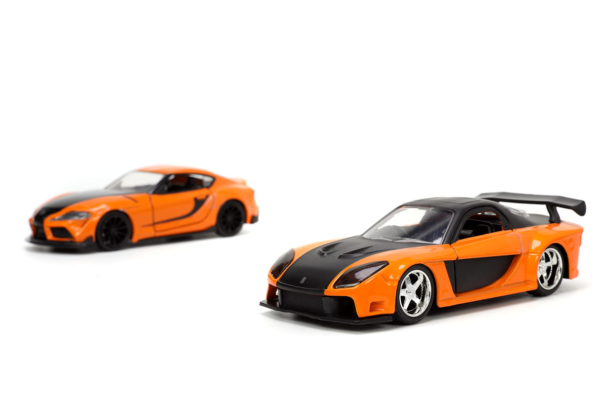 Jada Fast & Furious 1:32 Han's Mazda RX-7 & Toyota GR Supra Die-cast Car Twin Pack, Toys for Kids and Adults
