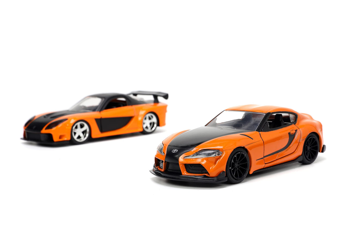 Jada Fast & Furious 1:32 Han's Mazda RX-7 & Toyota GR Supra Die-cast Car Twin Pack, Toys for Kids and Adults