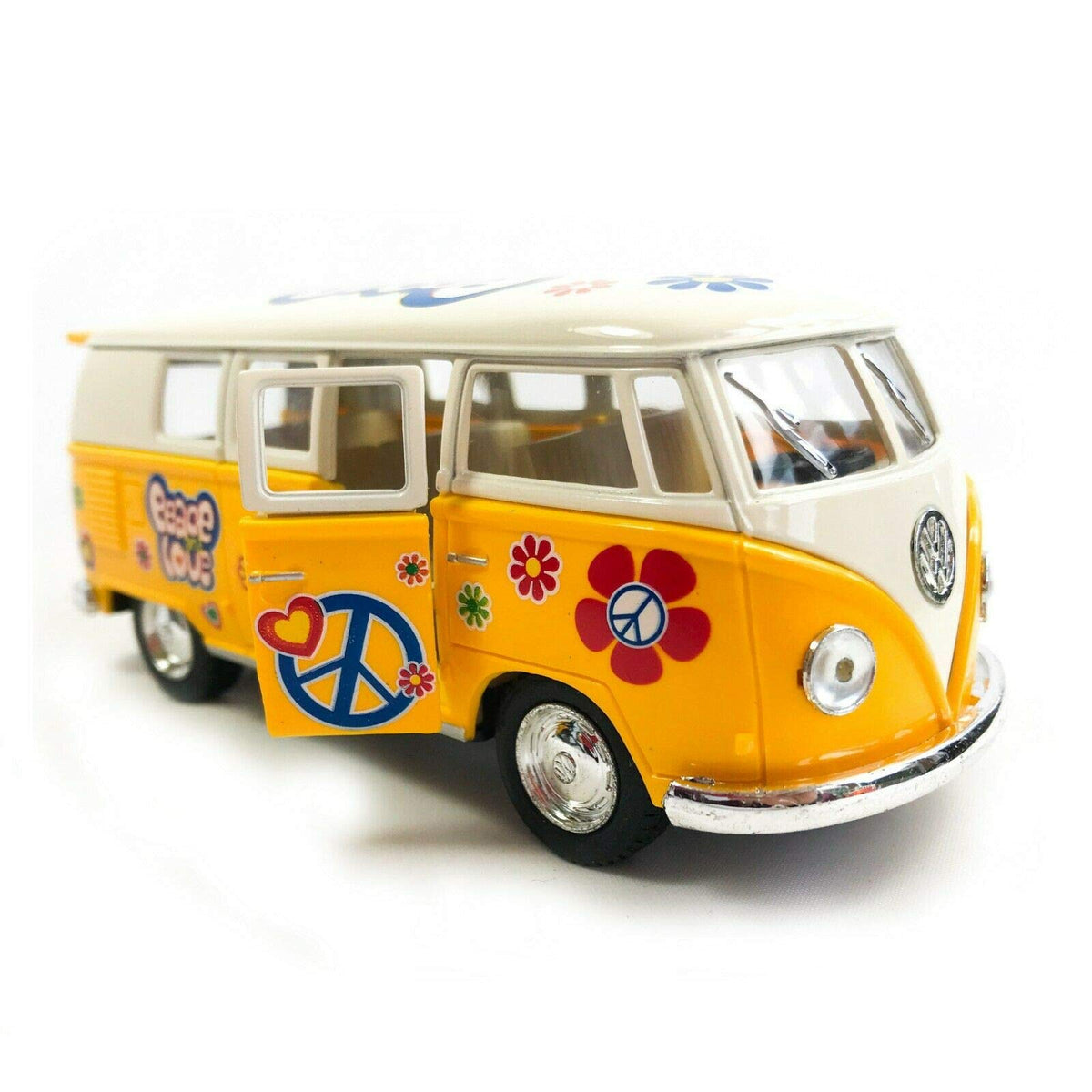 Set of 4: 5" Classic 1962 Volkswagen Van with Decal 1:32 Scale (Green/Maroon/Red/Yellow)