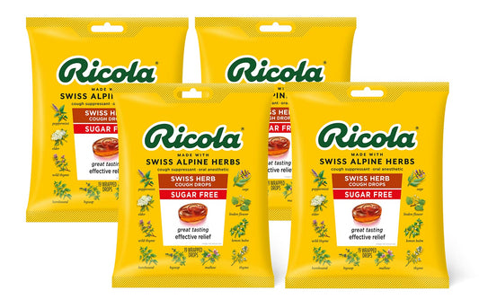 Ricola Sugar Free Swiss Herb Herbal Cough Suppressant Throat Drops, 19ct Bag (Pack of 4) – Drugstore