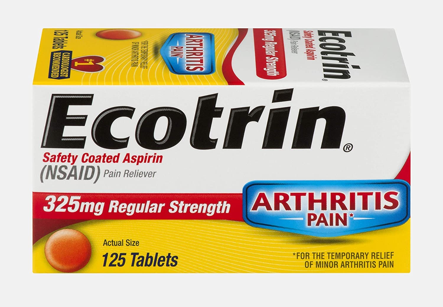 Ecotrin Safety Coated Aspirin Arthritis Pain Reliever Tablets, Regular Strength, NSAID 325 mg, 125 ct (Pack of 2) – Drugstore
