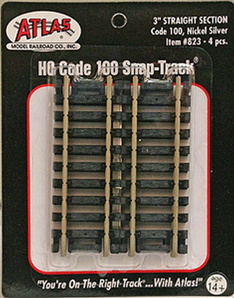 Code 100 Nickel Silver 3" Straight Snap-Track HO Scale Atlas Trains – Toy