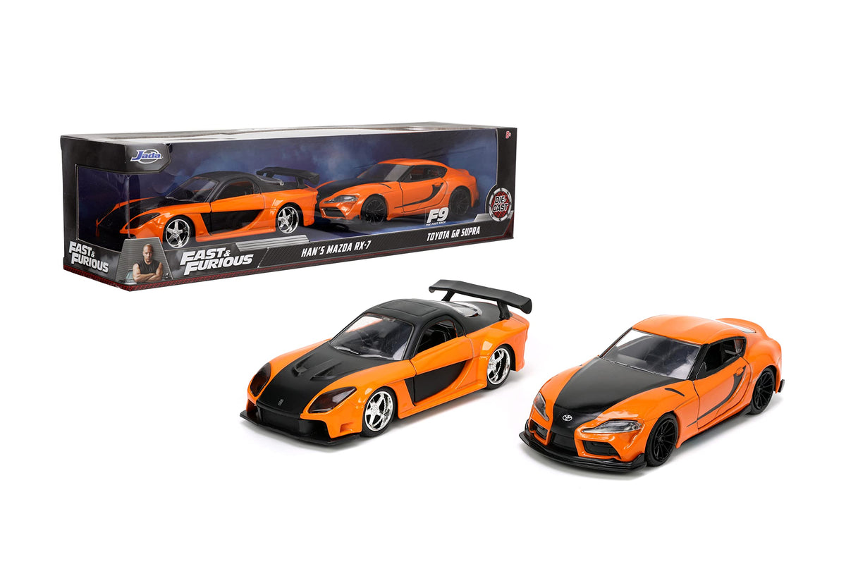 Jada Fast & Furious 1:32 Han's Mazda RX-7 & Toyota GR Supra Die-cast Car Twin Pack, Toys for Kids and Adults