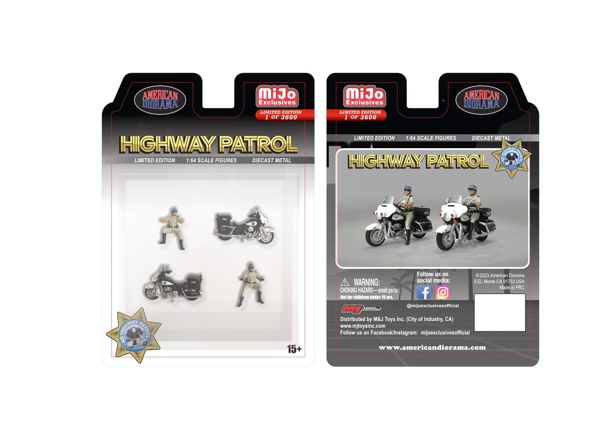 AD AmericanDiorama Highway Patrol 1:64 Metal Figures Set AD-64529MJ