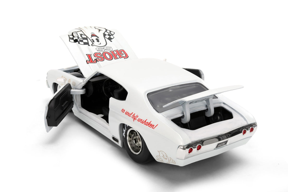 Jada Toys Bigtime Muscle 1:24 1971 Chevrolet Chevelle SS Die-cast Car – Opening Doors, Hood, Trunk, Rubber Tires(White)