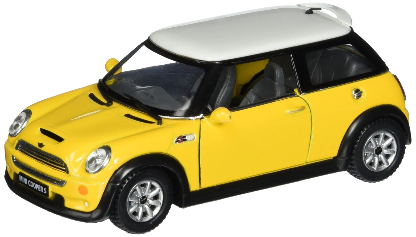 KiNSMART Mini Cooper S 5inch 1:28 Scale Die Cast Metal Model Toy Cars Yellow