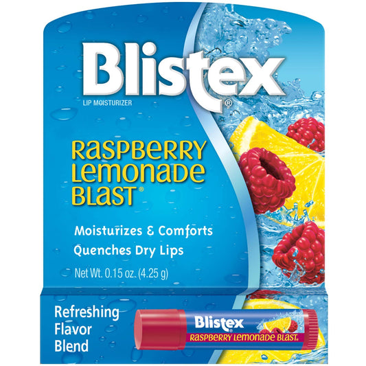 Blistex Raspberry Lemonade Blast Lip Balm, 0.15 oz. Moisturizes & Comforts Dry Lips, Refreshing Flavor Blend, Vitamin C and E, Easy Glide Formula for Full Coverage, Pack of 12 – Drugstore