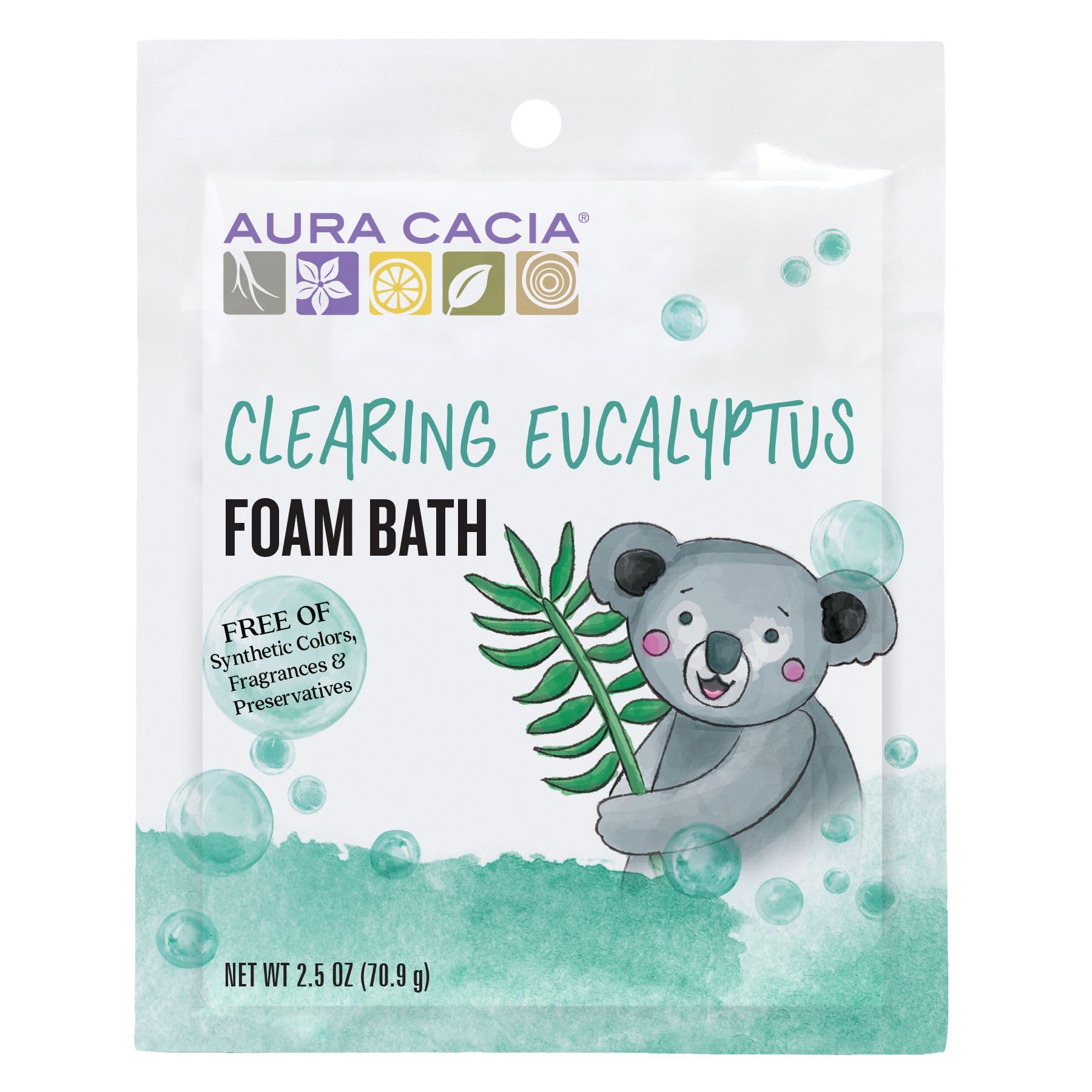 Aura Cacia Foam Bath for Kids, 2.5 Oz (Pack of 6) - Eucalyptus and Citrus Essential Oils, Gentle Cleansing Bubble Bath for Kids, Paraben-Free – Baby Product