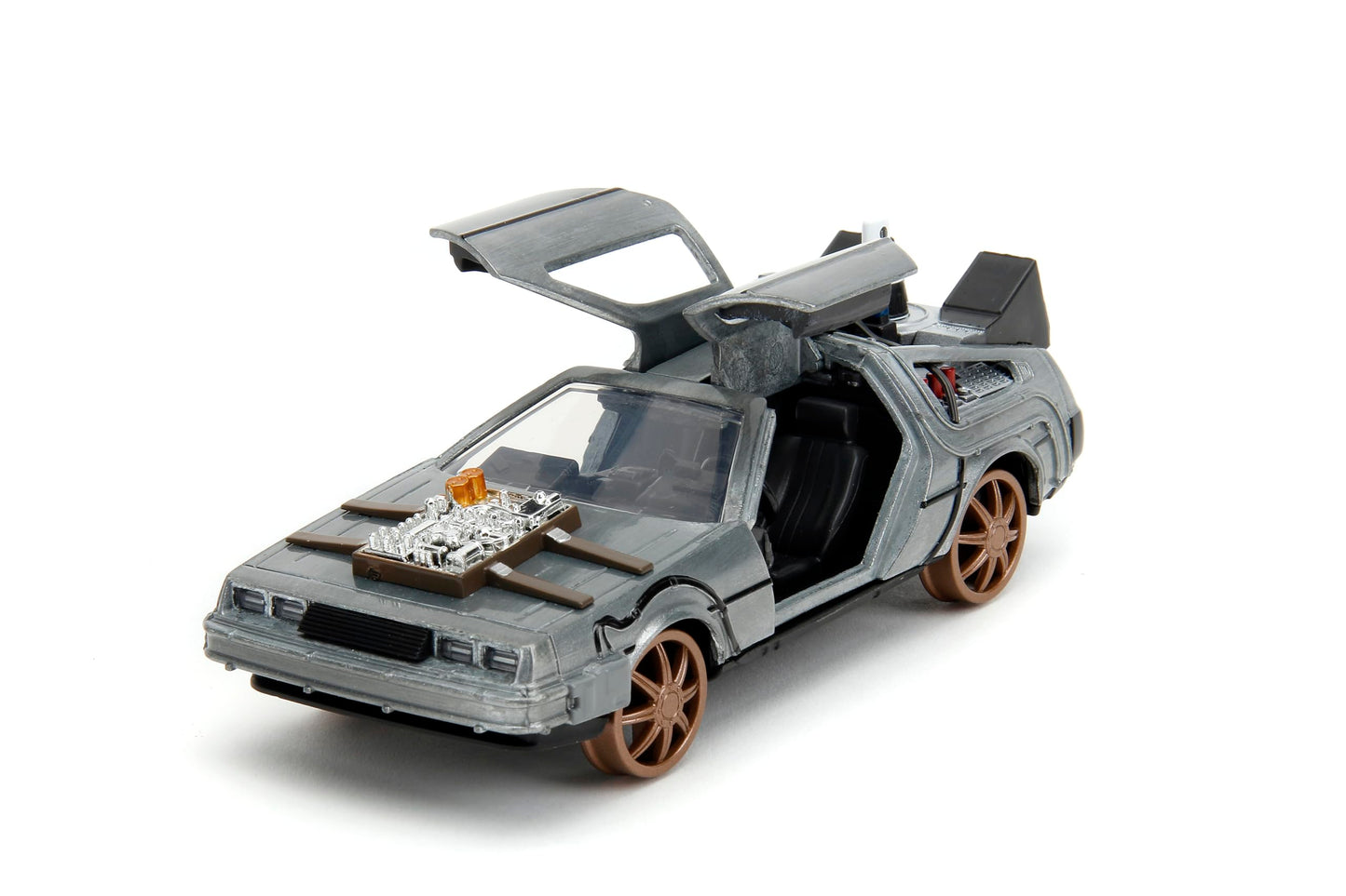 Jada Back to The Future Part III 1:32 Time Machine Rail Wheels Die-Cast Car, Toys for Kids and Adults