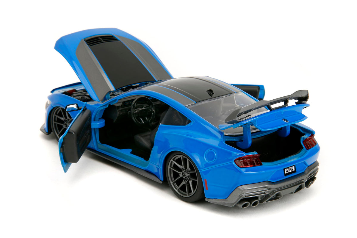 Jada Toys Bigtime Muscle 1:24 2024 Ford Mustang Dark Horse Die-cast Car - Opening Doors, Hood, Trunk, Rubber Tires(Blue)