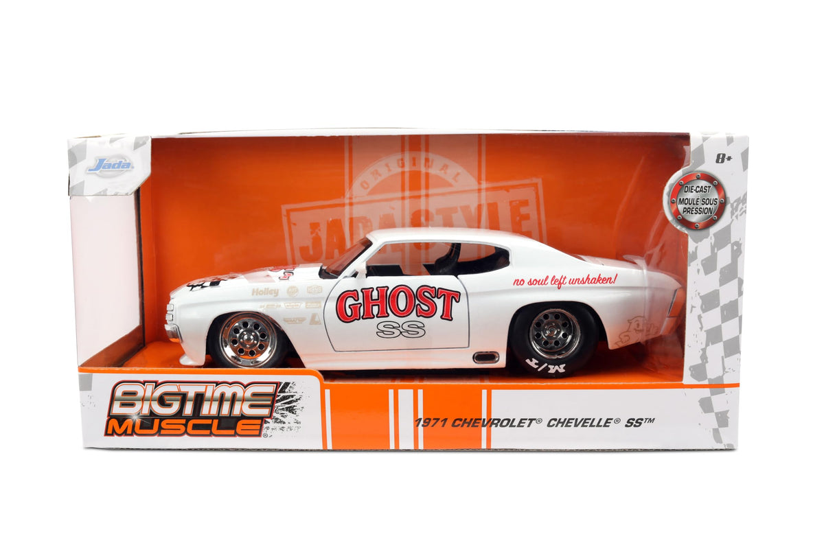 Jada Toys Bigtime Muscle 1:24 1971 Chevrolet Chevelle SS Die-cast Car – Opening Doors, Hood, Trunk, Rubber Tires(White)