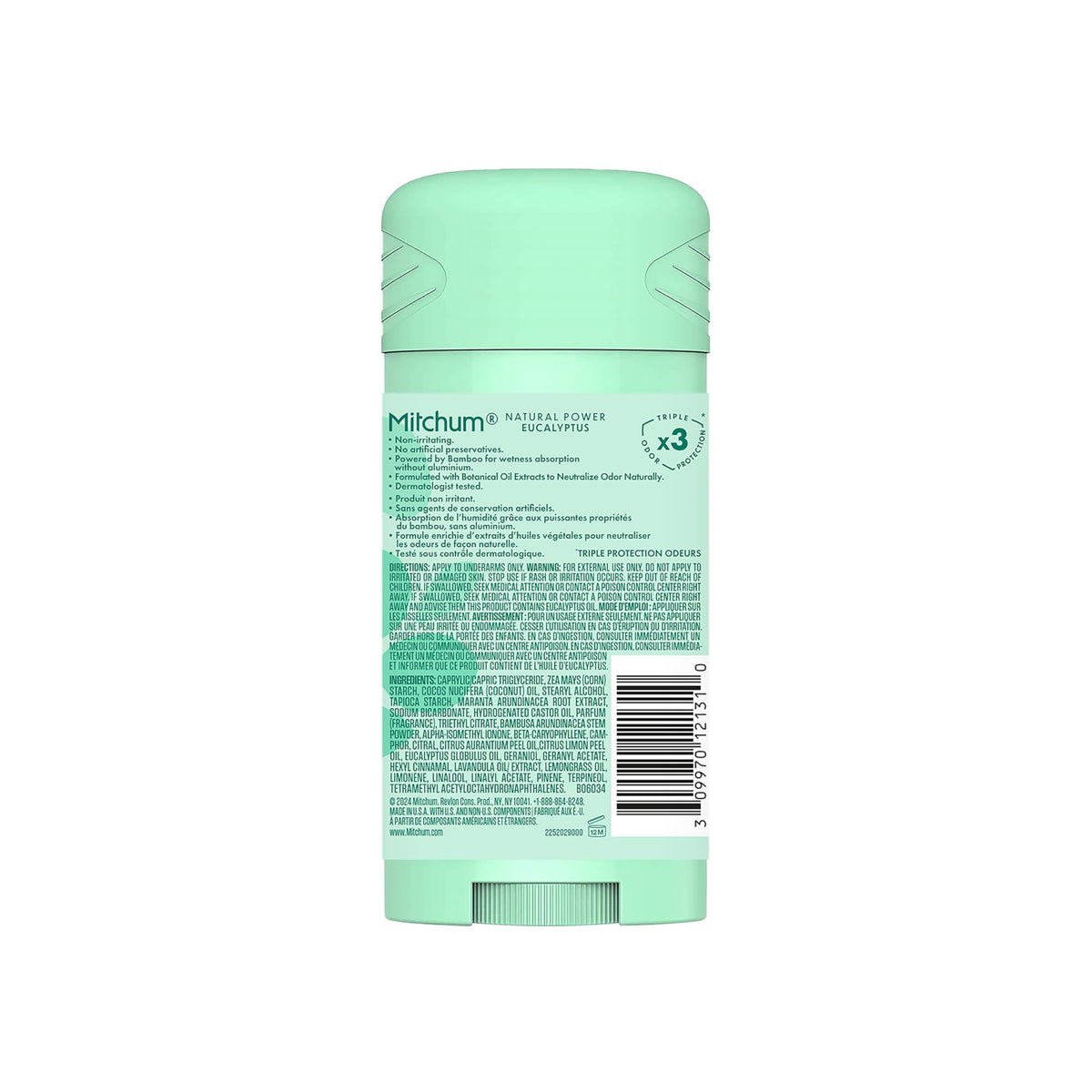 Mitchum Women’s Natural Power Deodorant Solid, Eucalyptus, 24HR Protection, Vegan, 2.7 oz