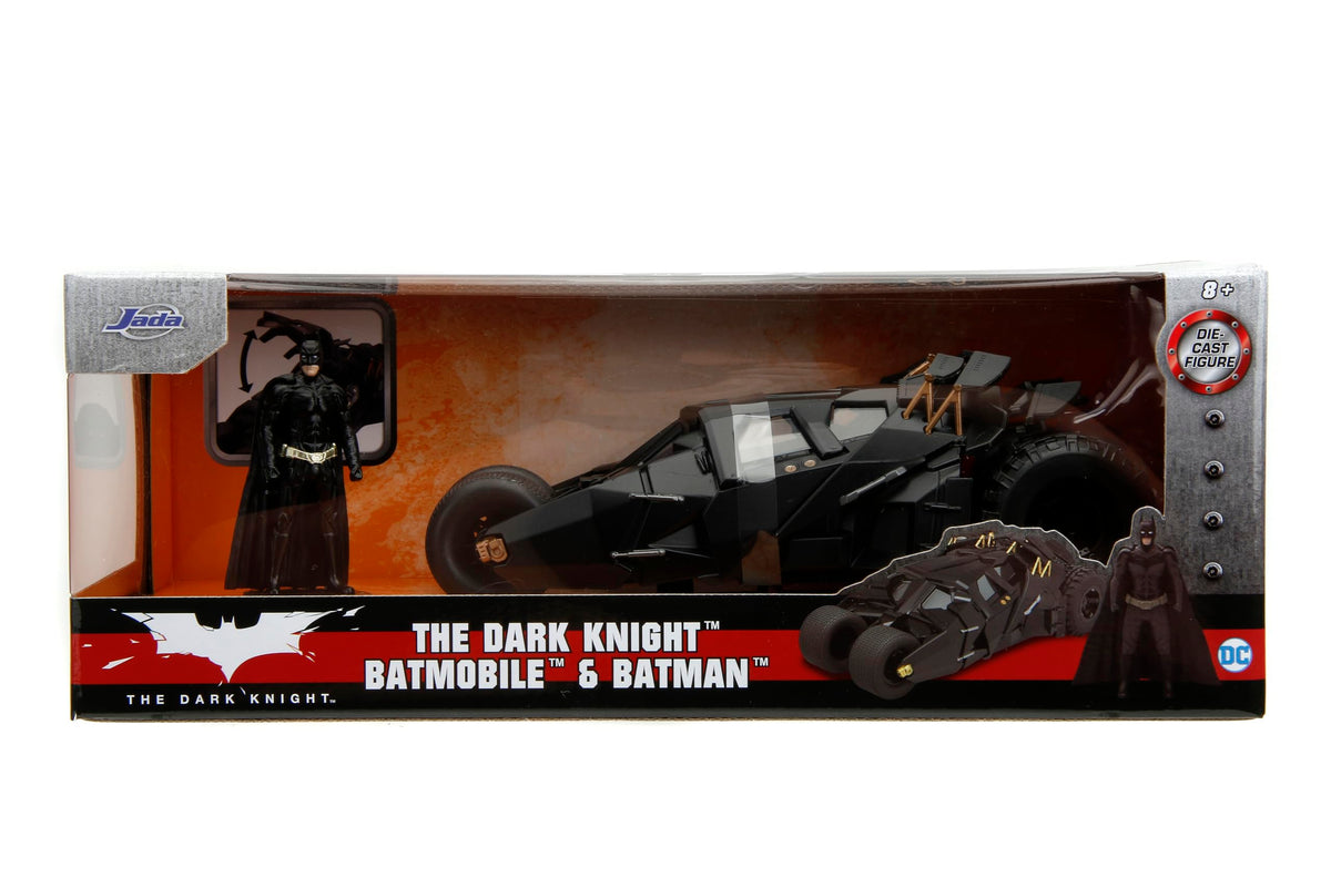 Jada Toys DC Comics 2008 The Dark Knight Batmobile with Batman Figure 1:24 Scale Metals Die-Cast Collectible Vehicle Boys Metals 2008 Multicolor Standard