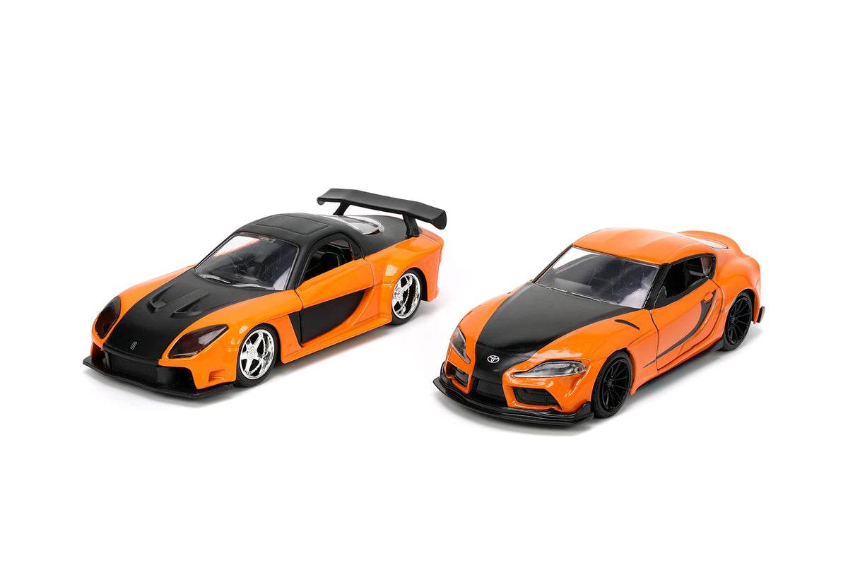 Jada Fast & Furious 1:32 Han's Mazda RX-7 & Toyota GR Supra Die-cast Car Twin Pack, Toys for Kids and Adults