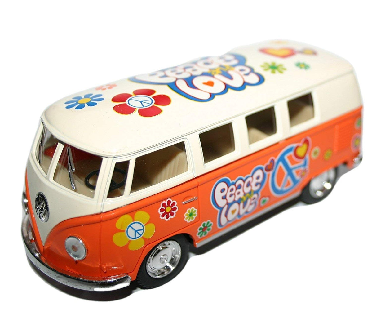 Set of 4: 5" Classic 1962 Volkswagen Van with Decal 1:32 Scale (Green/Maroon/Red/Yellow)