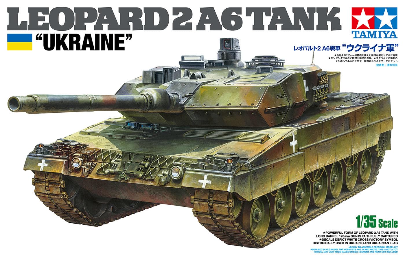 Tamiya Kampfpanzer 25207 1:35 BW KPz Leopard 2 A6 (3) Ukr. -Model, Plastic, Assembly, Tank kit – Toy
