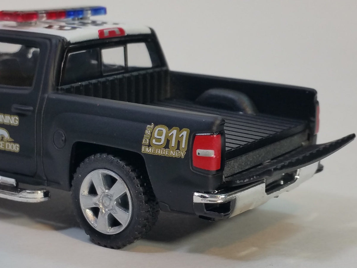 KiNSMART 2014 Chevrolet Silverado LTZ Crew Cab 4x4 1:46 Scale 5 Inch Diecast Metal Model Pick-up Interceptor Truck Police K9 Unit