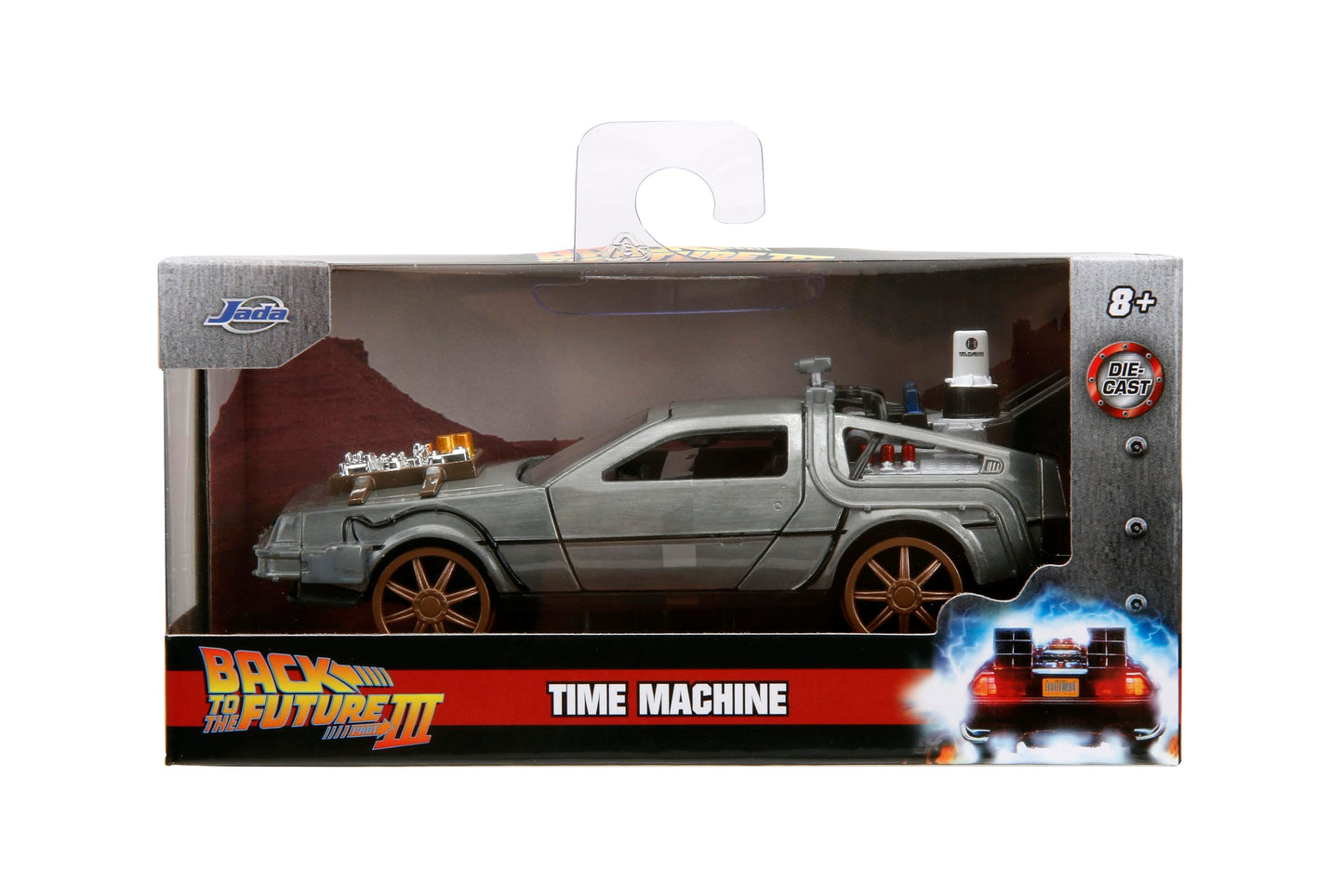 Jada Back to The Future Part III 1:32 Time Machine Rail Wheels Die-Cast Car, Toys for Kids and Adults