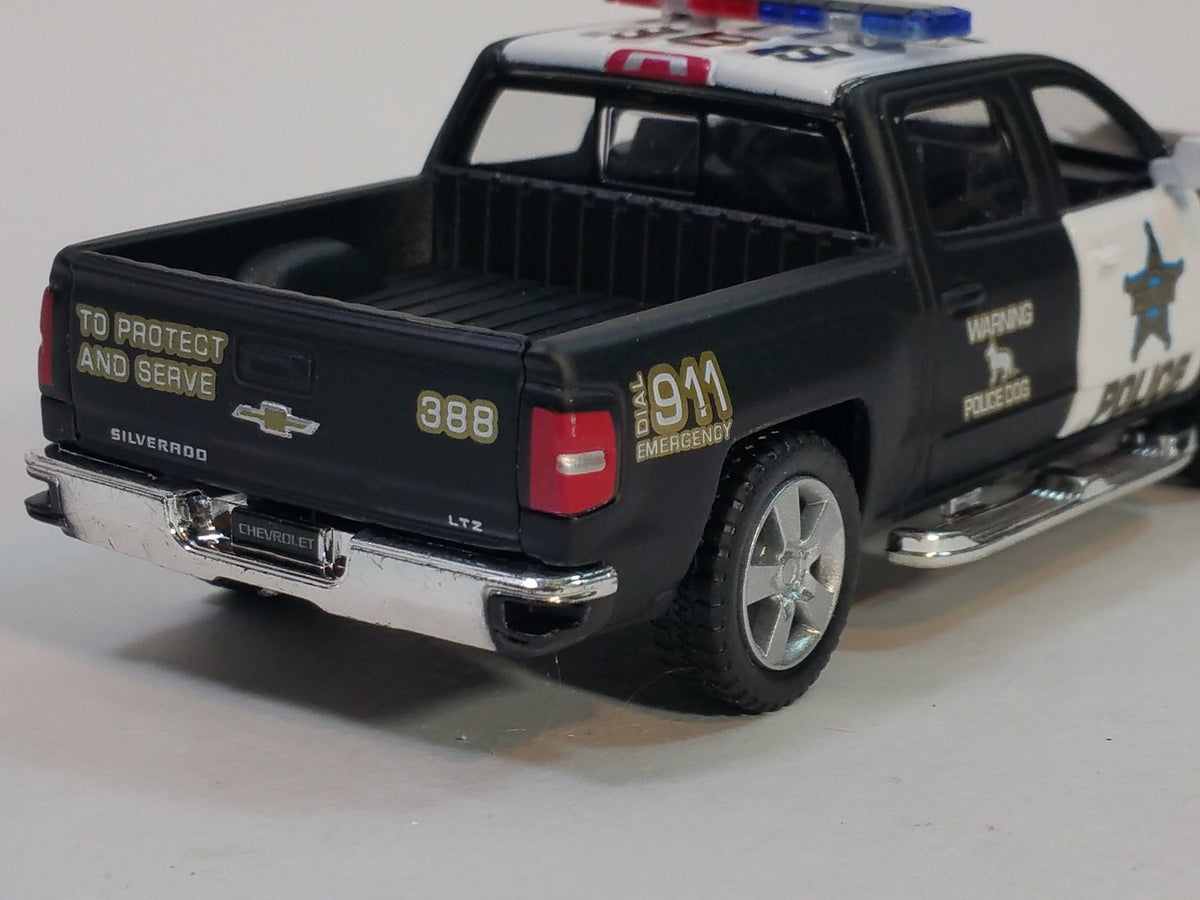 KiNSMART 2014 Chevrolet Silverado LTZ Crew Cab 4x4 1:46 Scale 5 Inch Diecast Metal Model Pick-up Interceptor Truck Police K9 Unit